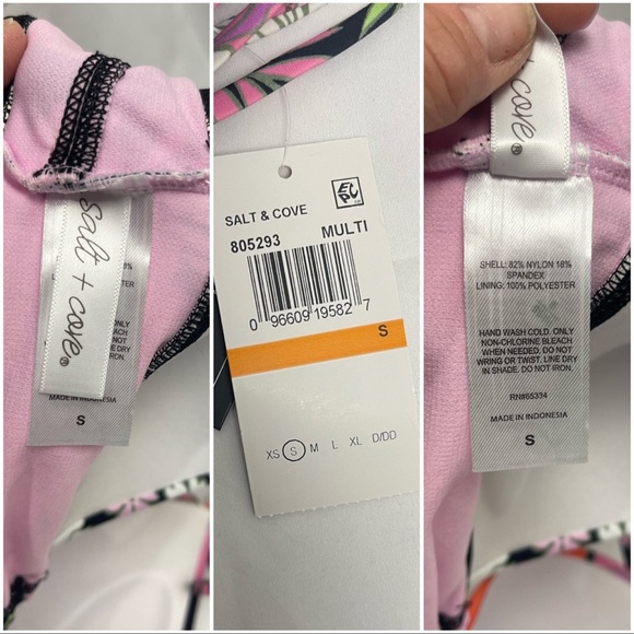 NWT Salt + Cove Bikini • Strappy Push-Up Top & Shirred High Waist Retro Bottoms - Picture 8 of 13